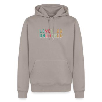 22nd Birthday Level 22 unlocked - Men’s Premium Organic Hoodie - taupe - Front - Nico (187cm)