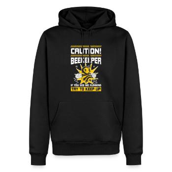 Attention aux apiculteurs ! - Sweat à capuche Premium bio Homme - noir - Devant - Nico (187cm)
