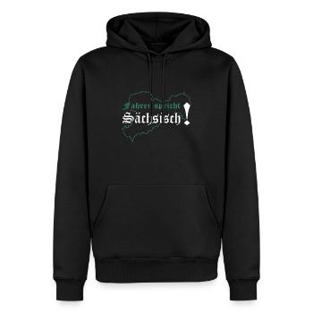 LKW- Fahrer Spricht Sächsisch Berufskraftfahrer - Männer Premium Bio Hoodie - Schwarz - Vorne - Nico (187cm)