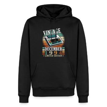 Décembre 1994 Décembre Anniversaire Décembre 1994 - Sweat à capuche Premium bio Homme - noir - Devant - Nico (187cm)