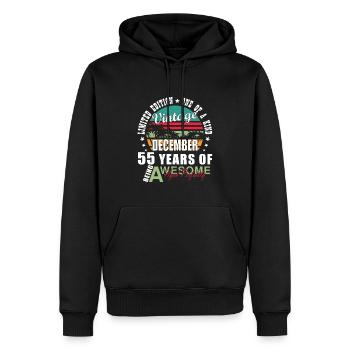 55e anniversaire, décembre 1969, 55e anniversaire - Sweat à capuche Premium bio Homme - noir - Devant - Nico (187cm)