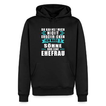 Papa 3 Söhne Papa von 3 Söhnen Geschenk - Männer Premium Bio Hoodie - Schwarz - Vorne - Nico (187cm)