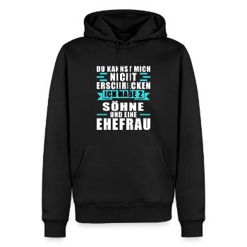 Papa 2 Söhne Papa von 2 Söhnen Geschenk - Männer Premium Bio Hoodie - Schwarz - Vorne - Nico (187cm)