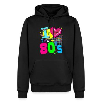 Love 80s - Männer Premium Bio Hoodie - Schwarz - Vorne - Nico (187cm)