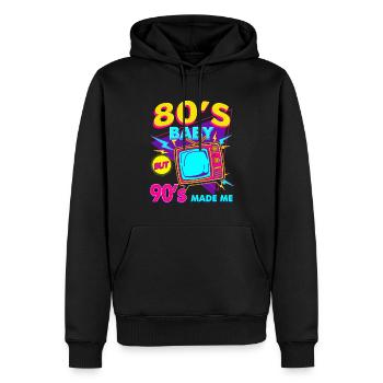 Enfant des années 80 dans les années 80 Né à plus de 30 ans - Sweat à capuche Premium bio Homme - noir - Devant - Nico (187cm)