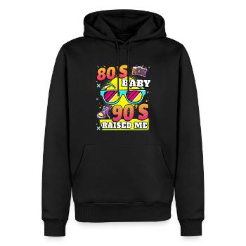 Né dans les années 80 - Sweat à capuche Premium bio Homme - noir - Devant - Nico (187cm)