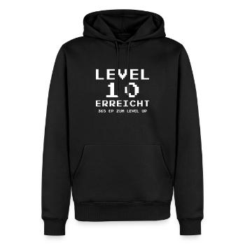 Level 10 Erreicht Gamer - Männer Premium Bio Hoodie - Schwarz - Vorne - Nico (187cm)
