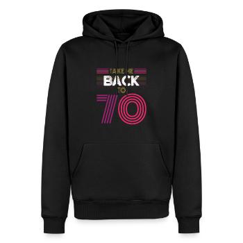 Retro 70er Jahre - Männer Premium Bio Hoodie - Schwarz - Vorne - Nico (187cm)