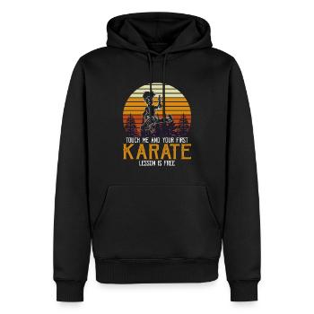 touch me and your first karate lesson is free - Men’s Premium Organic Hoodie - black - Front - Nico (187cm)