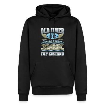 Oldtimer Januar 1945 Geboren Jahrgang Geburtstag - Männer Premium Bio Hoodie - Schwarz - Vorne - Nico (187cm)