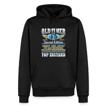 Oldtimer Januar 1970 Geboren Jahrgang Geburtstag - Männer Premium Bio Hoodie - Schwarz - Vorne - Nico (187cm)