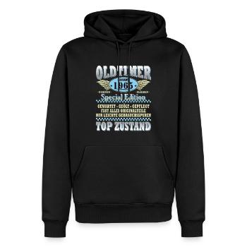 Oldtimer Januar 1965 Geboren Jahrgang Geburtstag - Männer Premium Bio Hoodie - Schwarz - Vorne - Nico (187cm)