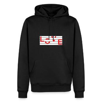 LOVE - Männer Premium Bio Hoodie - Schwarz - Vorne - Nico (187cm)