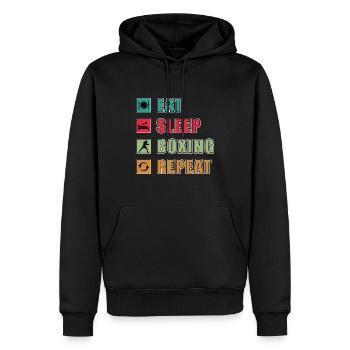 Eat Sleep Box - Boxen Liebhaber Fitnessstudio Box - Männer Premium Bio Hoodie - Schwarz - Vorne - Nico (187cm)
