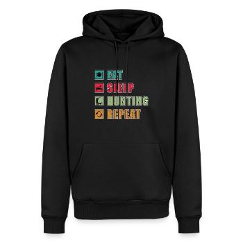 Eat Sleep Hunt Repeat Jäger Jagd - Männer Premium Bio Hoodie - Schwarz - Vorne - Nico (187cm)