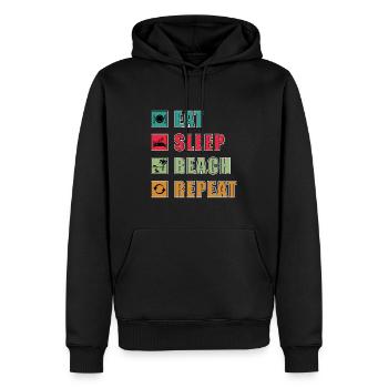 Eat Sleep Strand Repeat - Men’s Premium Organic Hoodie - black - Front - Nico (187cm)