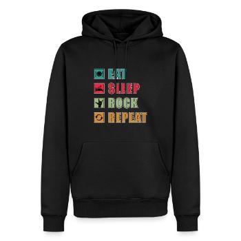 Eat Sleep Rock Repeat vintage Spruch Rock Musiker - Männer Premium Bio Hoodie - Schwarz - Vorne - Nico (187cm)