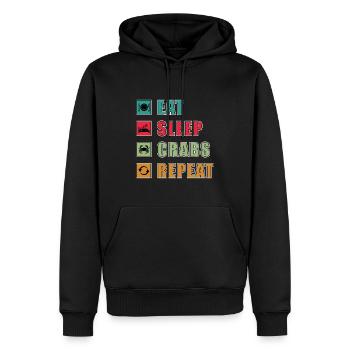 EAT SLEEP CRABS REPEAT T Shirt - Männer Premium Bio Hoodie - Schwarz - Vorne - Nico (187cm)