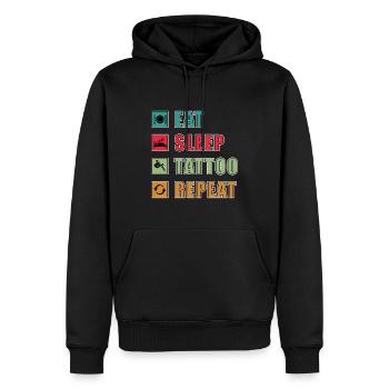 Eat Sleep Tattoo Repeat - Männer Premium Bio Hoodie - Schwarz - Vorne - Nico (187cm)