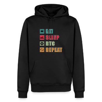 Manger dormir Bitcoin Répéter - Sweat à capuche Premium bio Homme - noir - Devant - Nico (187cm)