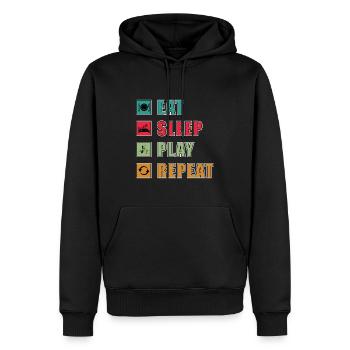 Manger dormir jeu répéter - Sweat à capuche Premium bio Homme - noir - Devant - Nico (187cm)