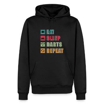 Eat Sleep Darts Repeat - Dart Geschenk - Männer Premium Bio Hoodie - Schwarz - Vorne - Nico (187cm)