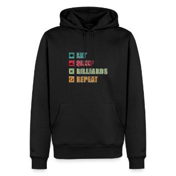 Eat Sleep Billiards Repeat Poolbillard - Männer Premium Bio Hoodie - Schwarz - Vorne - Nico (187cm)
