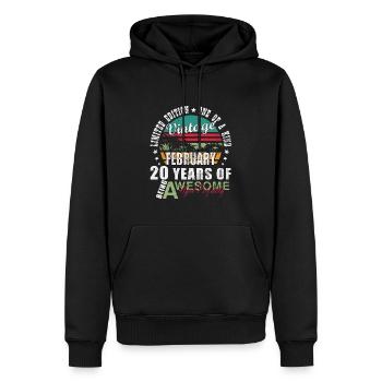 20. Geburtstag Februar 2005 Jahrgang 20 Jahre - Männer Premium Bio Hoodie - Schwarz - Vorne - Nico (187cm)