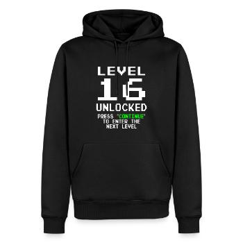 16. Geburtstag 16 Jahre Level 16 Unlocked Vintage - Männer Premium Bio Hoodie - Schwarz - Vorne - Nico (187cm)