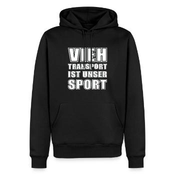 Viehtransport - Männer Premium Bio Hoodie - Schwarz - Vorne - Nico (187cm)