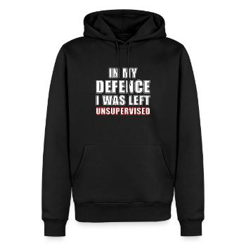 n my defence I was left unsupervised - Men’s Premium Organic Hoodie - black - Front - Nico (187cm)
