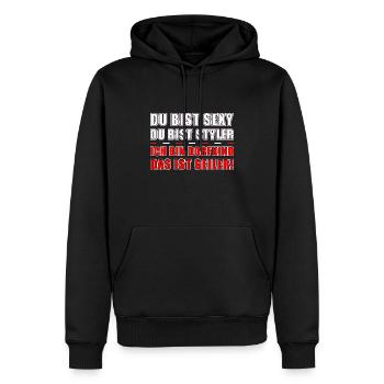 Enfant drôle du village disant - Sweat à capuche Premium bio Homme - noir - Devant - Nico (187cm)