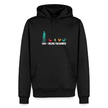 Ich und meine Follower - Huhn - Hühner - Hahn - Männer Premium Bio Hoodie - Schwarz - Vorne - Nico (187cm)