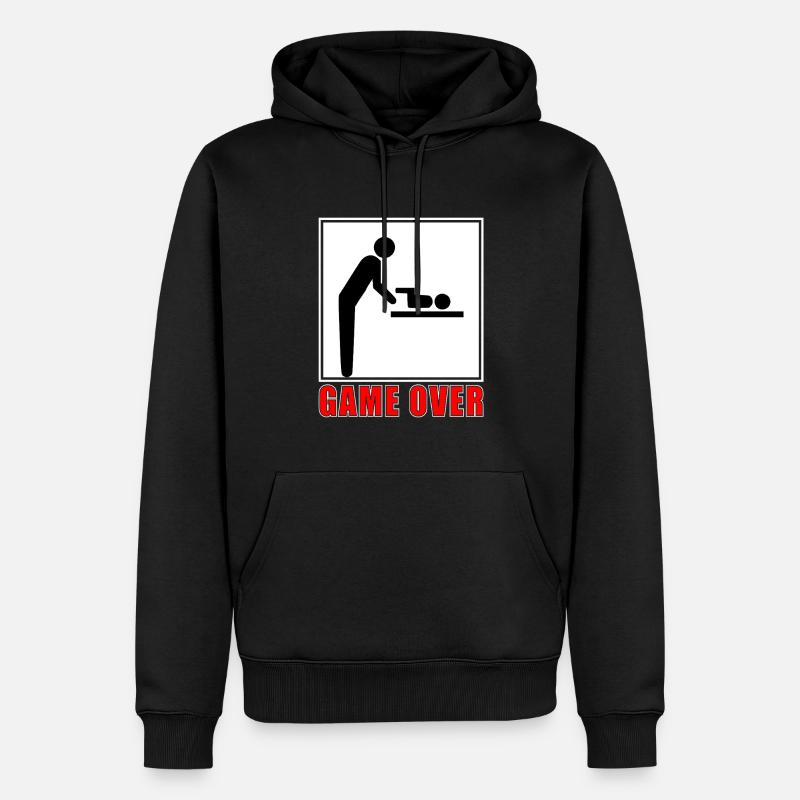 Game Over- Vaterschaft - Männer Premium Bio Hoodie - Schwarz
