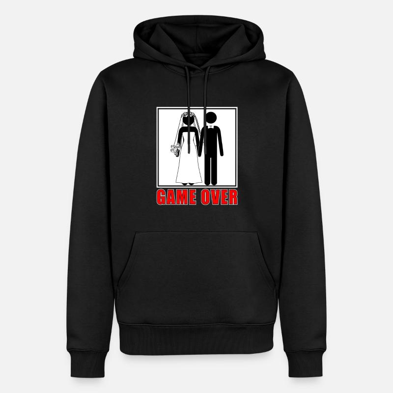 Mariage Game Over - Sweat à capuche Premium bio Homme - noir