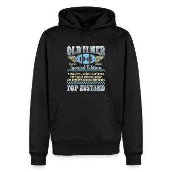 80. Geburtstag Oldtimer Jahrgang 1945 80 Jahre - Männer Premium Bio Hoodie - Schwarz - Vorne - Nico (187cm)