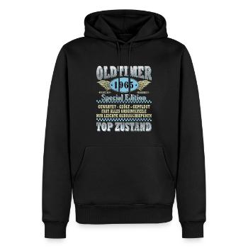 60. Geburtstag Oldtimer Jahrgang 1965 60 Jahre - Männer Premium Bio Hoodie - Schwarz - Vorne - Nico (187cm)