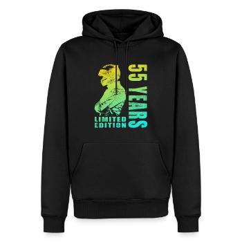 55 anniversaire homme motard 55 ans moto - Sweat à capuche Premium bio Homme - noir - Devant - Nico (187cm)