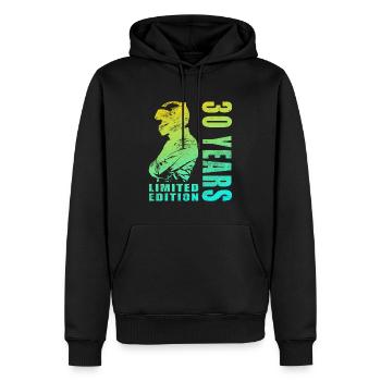 Motards et motards 30e anniversaire - Sweat à capuche Premium bio Homme - noir - Devant - Nico (187cm)