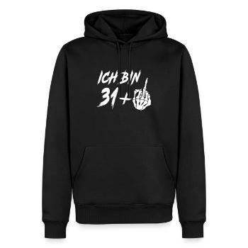 ICH BIN 32 MITTELFINGER 32 Geburtstag Papa Kollege - Männer Premium Bio Hoodie - Schwarz - Vorne - Nico (187cm)
