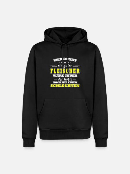 Lustige Fleischer Sprüche - Männer Premium Bio Hoodie - Schwarz