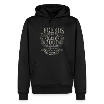 Légendaire depuis mars 2000 - Anniversaire mars 2000 - Sweat à capuche Premium bio Homme - noir - Devant - Nico (187cm)