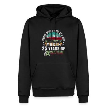 25. Geburtstag 25 Jahre alt Legendär seit März - Männer Premium Bio Hoodie - Schwarz - Vorne - Nico (187cm)