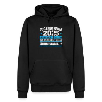Consécration de la Jeunesse 2025 Fille Garçon - Sweat à capuche Premium bio Homme - noir - Devant - Nico (187cm)