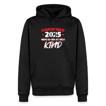 Consécration de la Jeunesse 2025 Fille Garçon - Sweat à capuche Premium bio Homme - noir - Devant - Nico (187cm)