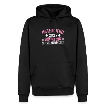 Consécration de la Jeunesse 2025 Fille Garçon - Sweat à capuche Premium bio Homme - noir - Devant - Nico (187cm)