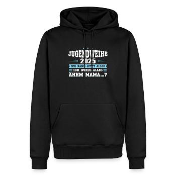Consécration de la Jeunesse 2025 Fille Garçon - Sweat à capuche Premium bio Homme - noir - Devant - Nico (187cm)