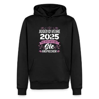 Consécration de la Jeunesse 2025 Fille Garçon - Sweat à capuche Premium bio Homme - noir - Devant - Nico (187cm)