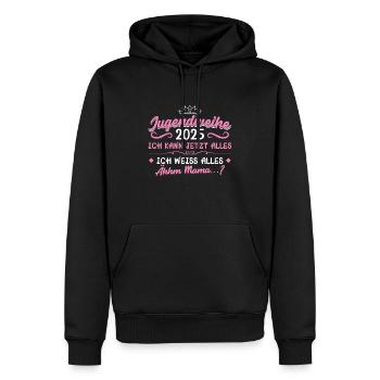 Consécration de la Jeunesse 2025 Fille Garçon - Sweat à capuche Premium bio Homme - noir - Devant - Nico (187cm)