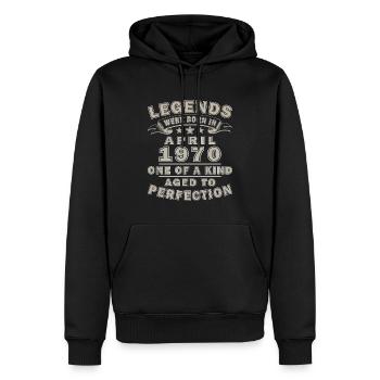 55ème Anniversaire Original Avril Millésime 1970 - Sweat à capuche Premium bio Homme - noir - Devant - Nico (187cm)